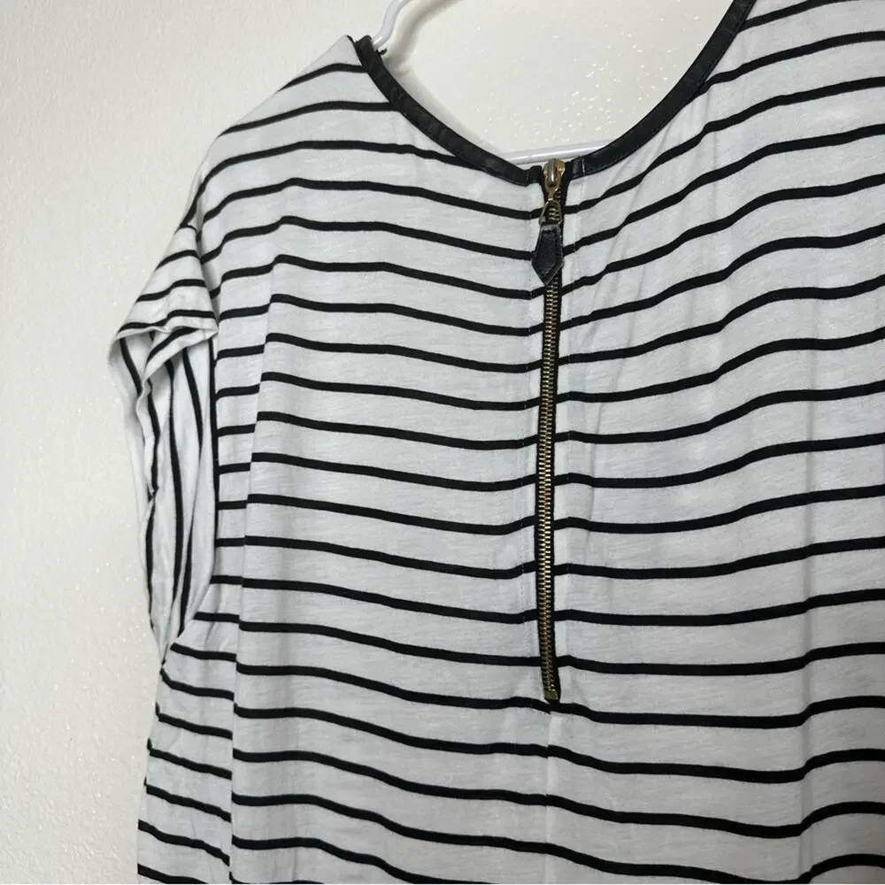 Zara W & B Collection Black and White‎ Striped Short Sleeve Shirt Small